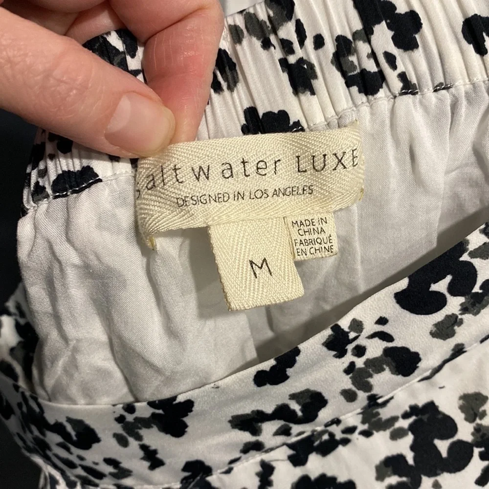 Saltwater Luxe Midi Satin Leopard Print Skirt EUC